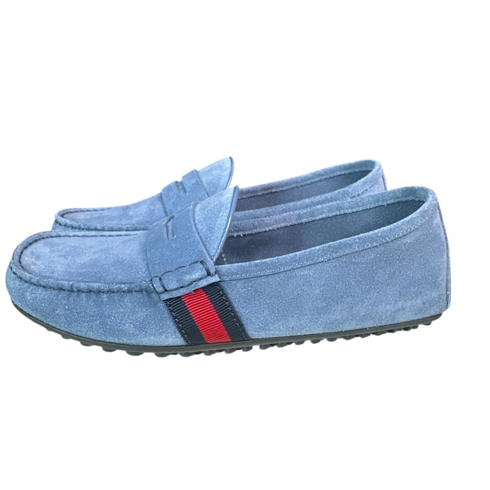 GUCCI Cherryline Blue Suede Loafers